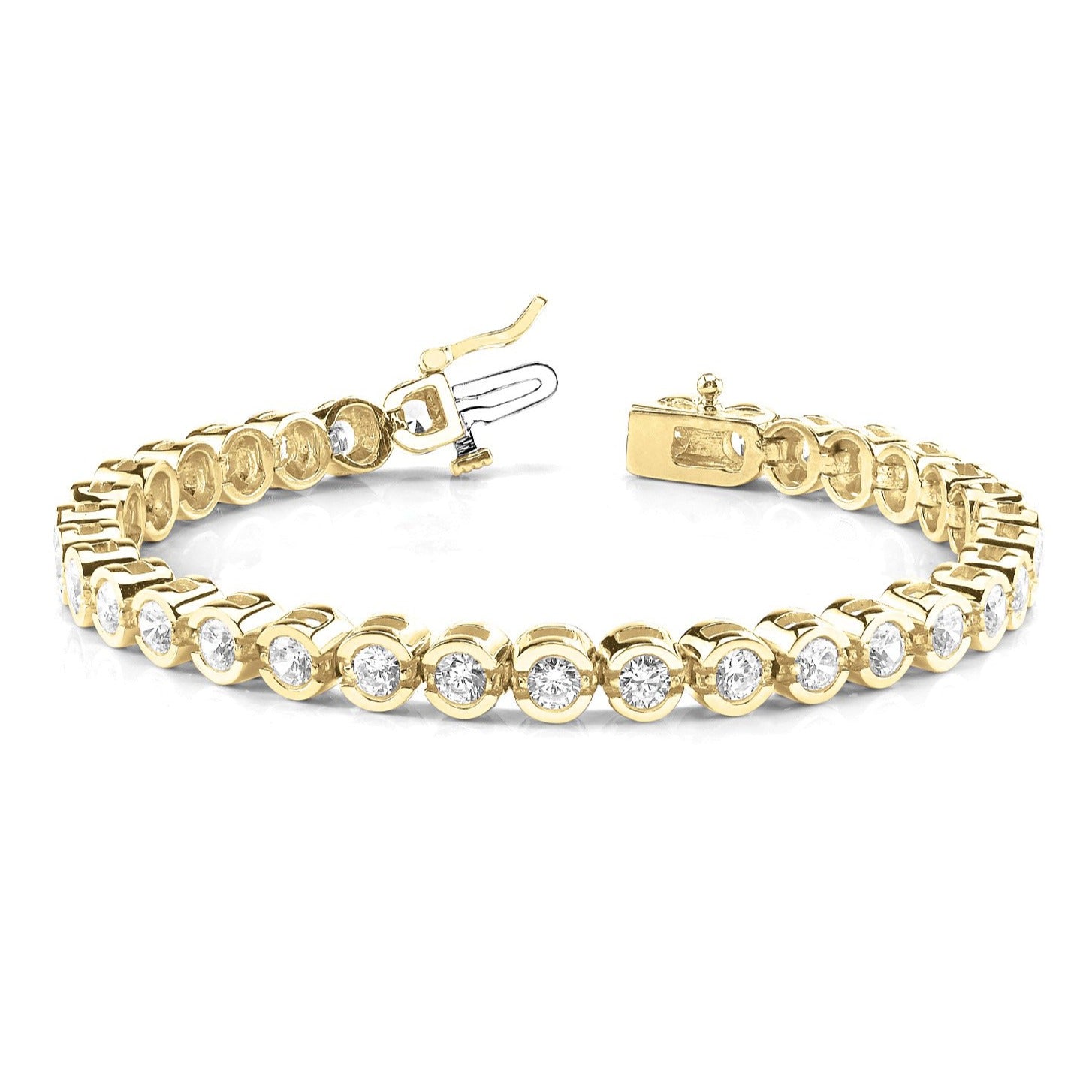 5.00 ctw Round Diamond Open Bezel Channel Set Tennis Bracelet-VIRABYANI